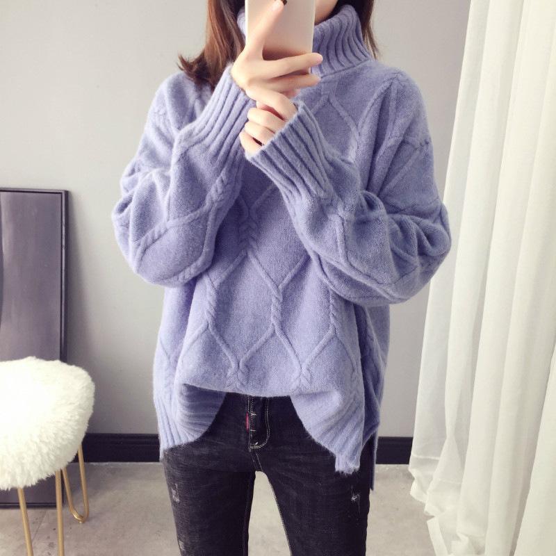 Autumn and Winter High Neck Sweater for Women Loose Pullover Sweater Long Sleeved Sweater for Women