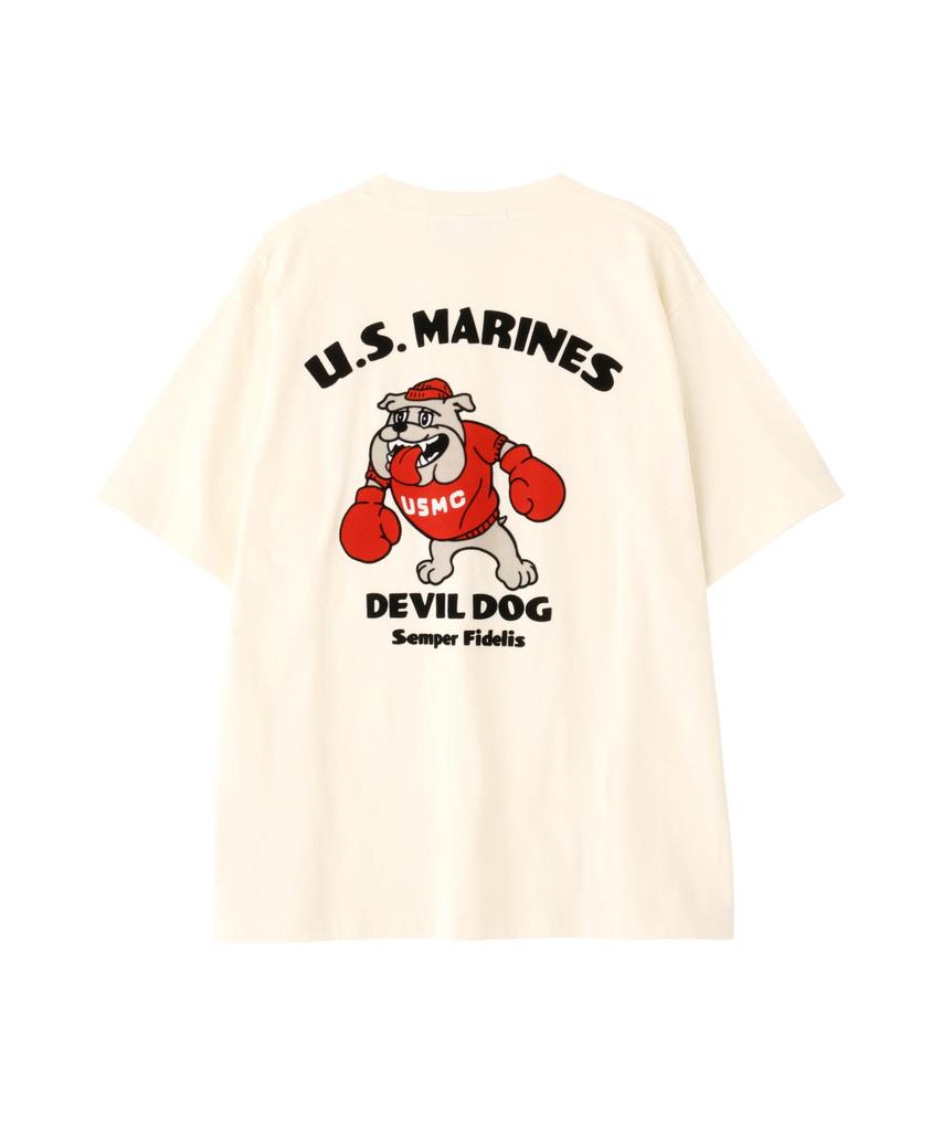 Avirex USMC Bulldog T-Shirt, Herren Kurzarm Bulldog T-Shirt, Größe L, Weiß, 783-5234003