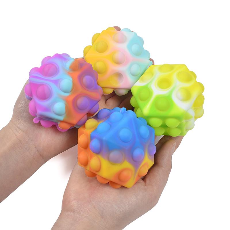 Decompression Finger Bubble Ball Rainbow Ball Push Bubble Antistress Decompression Toys Squeeze 3D Elastic Ball Stress Relief Sensory Toy Gift