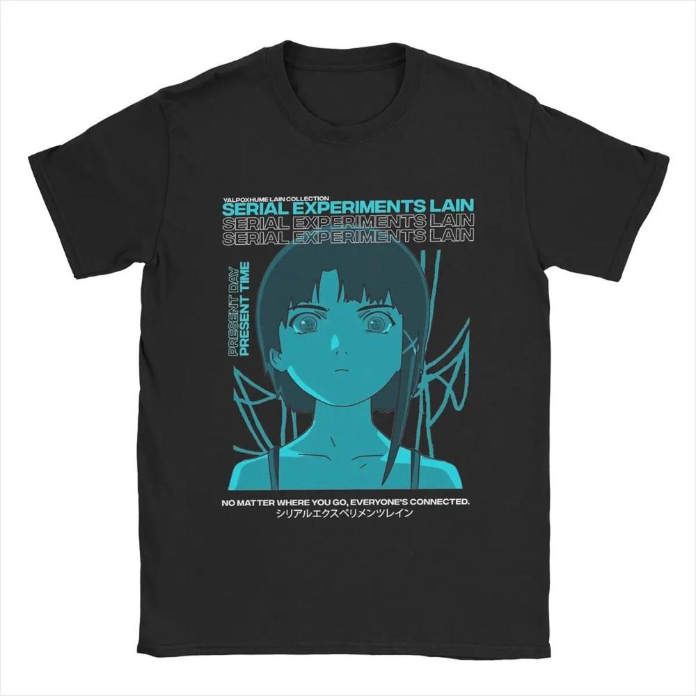 

Men Serial Experiments Lain Aesthetic Retro Darker T Shirts Anime Cotton Tops Unisex T-Shirt L