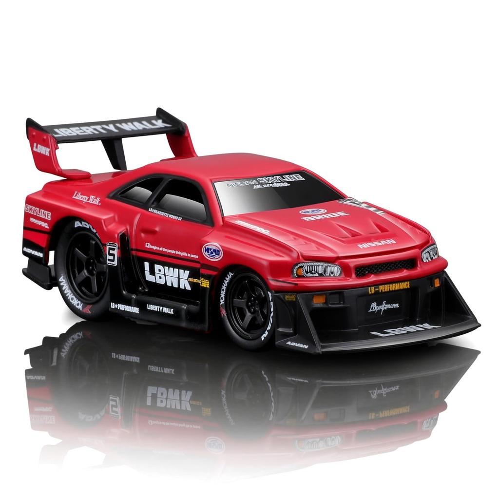 Maisto Scale Muscle Machines Series Diecast Model Car Nissan Skyline R34 1/64 3-5 / (1999 GT-R - Red/Black 15566)