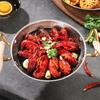Stainless Steel Hammer Grain Seafood Paella Pan Binaural Handle Flat Bottom Noodle Pot Gold/Silver Thickened Stock Pot