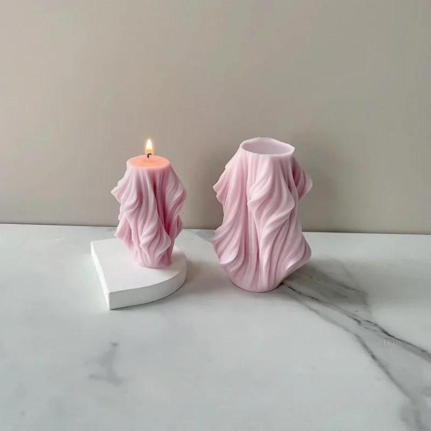 Concise Creative Fashion Geometric Tree Root Silicone Candle Mold Wave Rotating Aromatherapy Soap Gypsum Ornament Mould Gifts