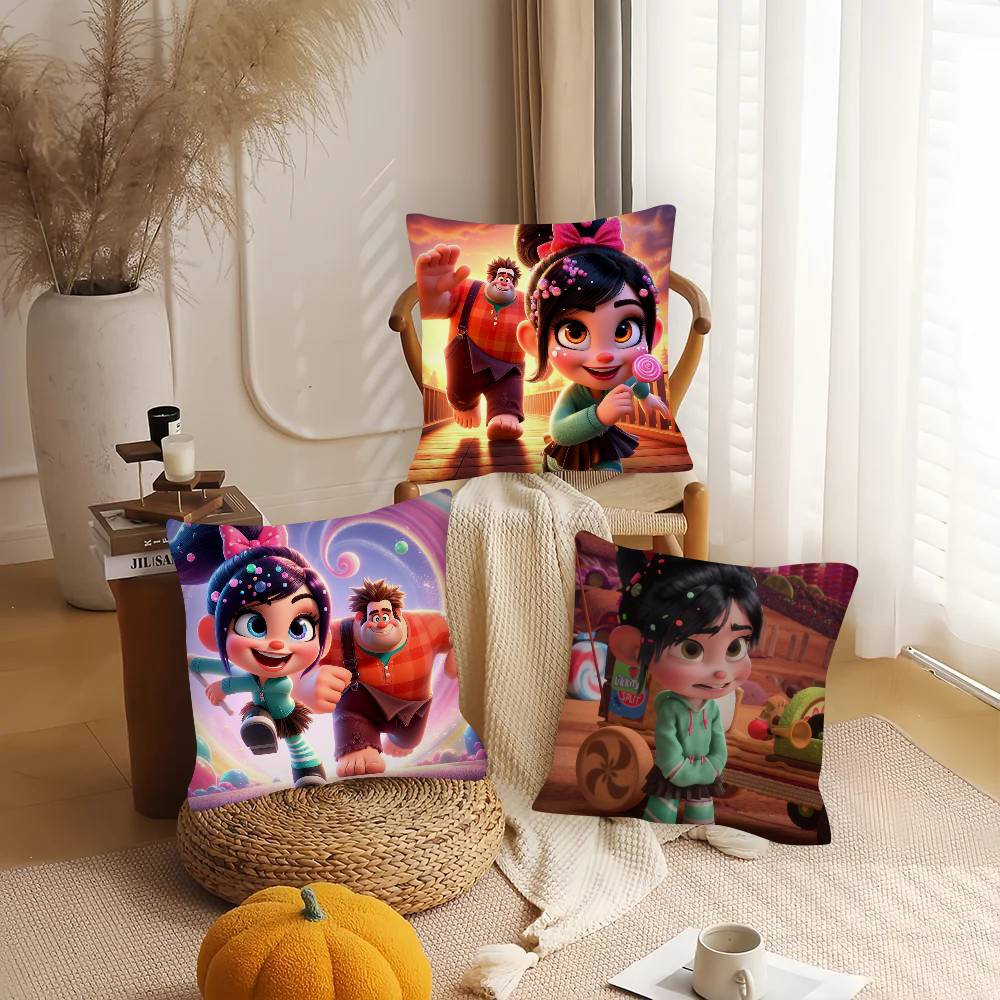 1Pc Cute A-Wreck-It Ralph-H Pillow Case Fashion Square Pillowcase Bedroom Sofa Room Ins Decoration Leisure