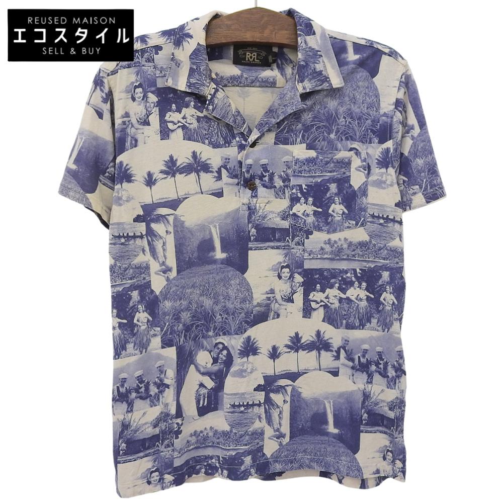 RRL 100% Cotton Hawaiian Aloha Shirt, Men's, Blue, Size M Tops M blueUsed