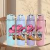 1PC Boots Bling Cowboy Hat Art 750ml Color Plastic Sports Water Bottle Leakproof Flip Straw Lid Suitable for Sports Office Home Use