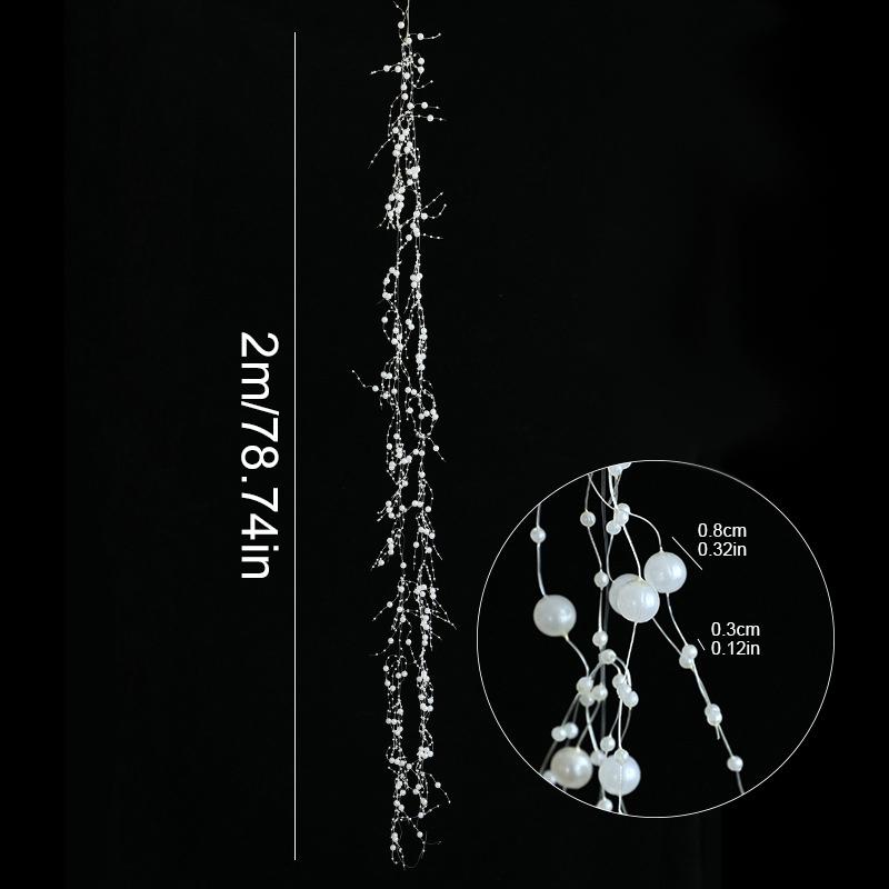 2M Festive Vine Wreath Decor Plastic Bead String Frosted Icicle Ornament Strand Christmas Ice Crystal Bead String Pendant