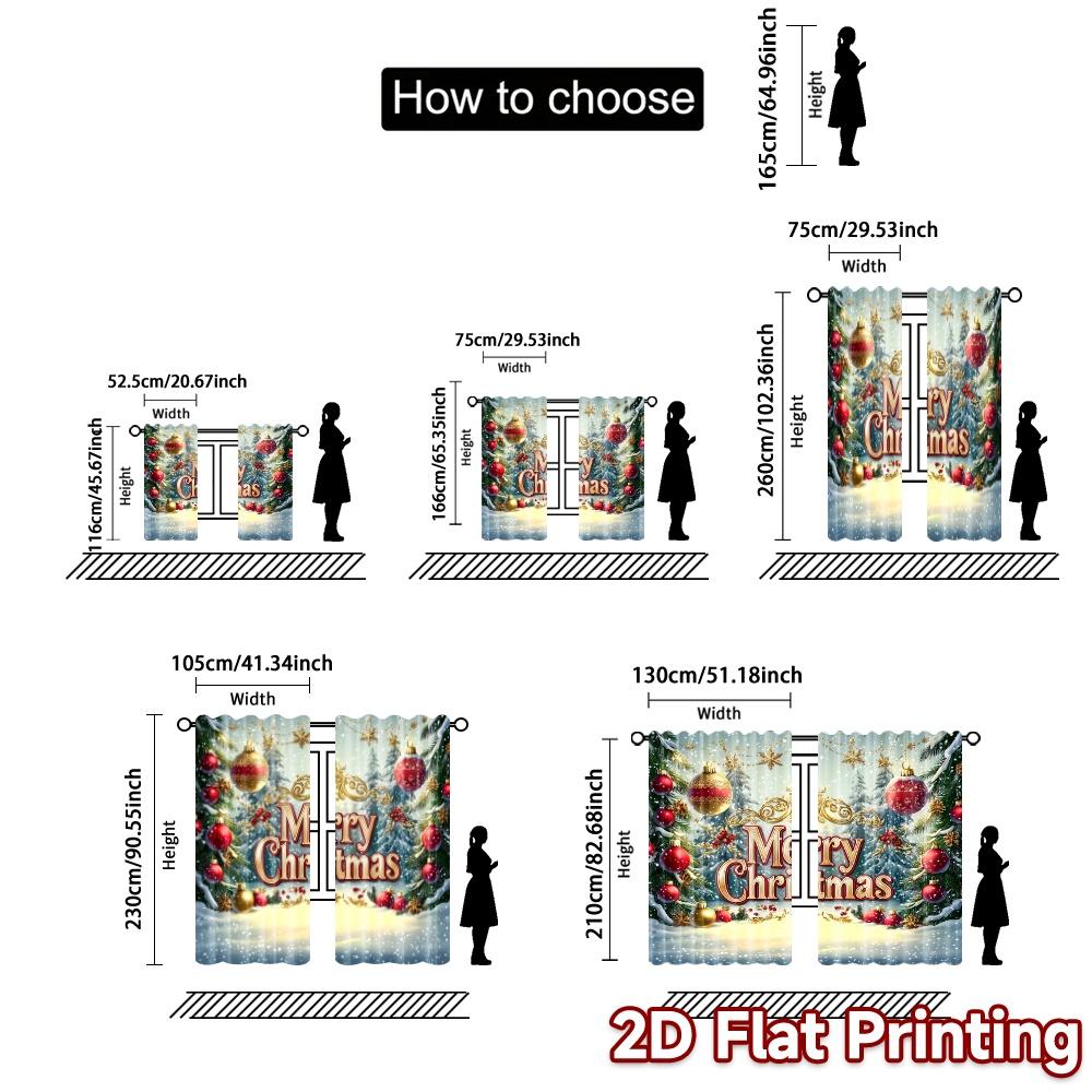 2pcs  Curtains Christmas33 (3) Fashionable Popular Curtains Durable Polyester Curtains Decorations Outdoor Use for Bedroom