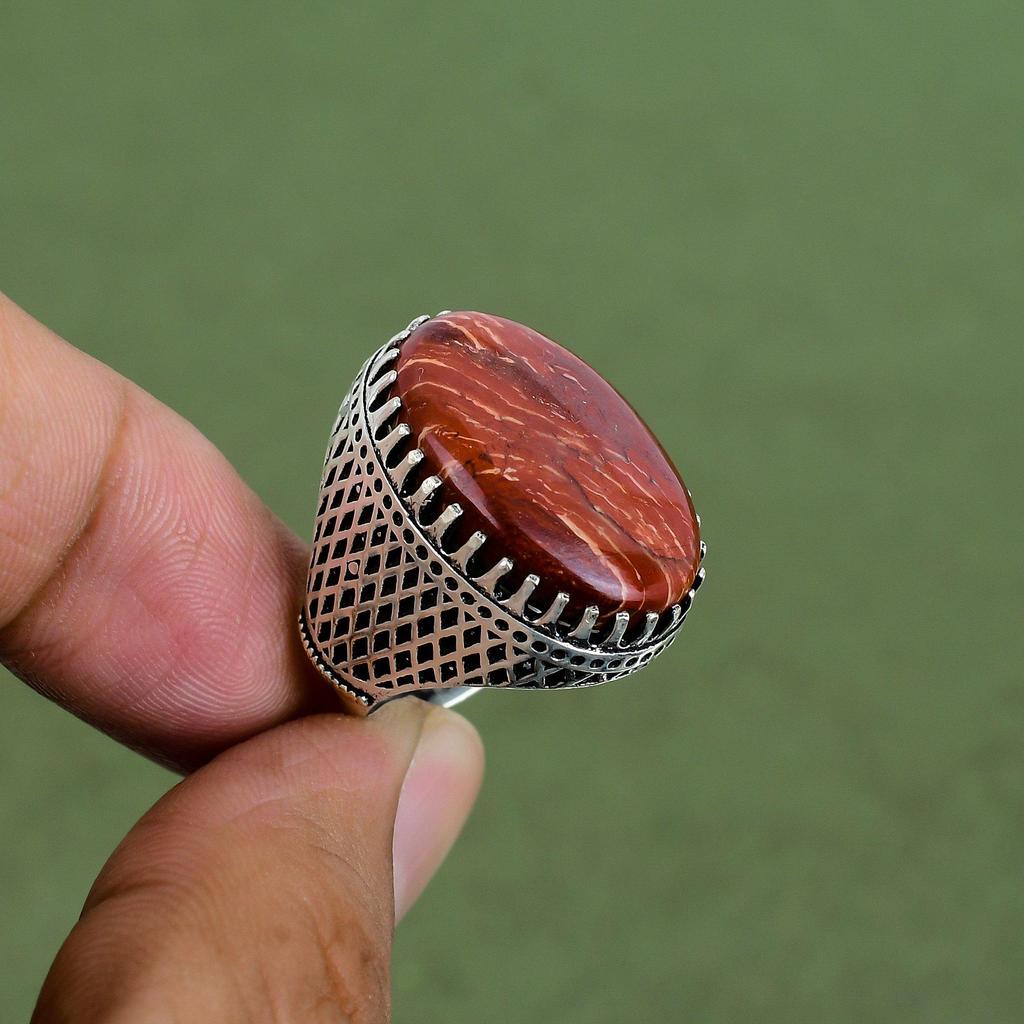 Roter Schlangenhaut-Jaspis Ring 925er Sterlingsilber Ring Natursteinring Silberschmuck Handgefertigter Ring Verlobungsgeschenke In Ringgröße Erhältlich