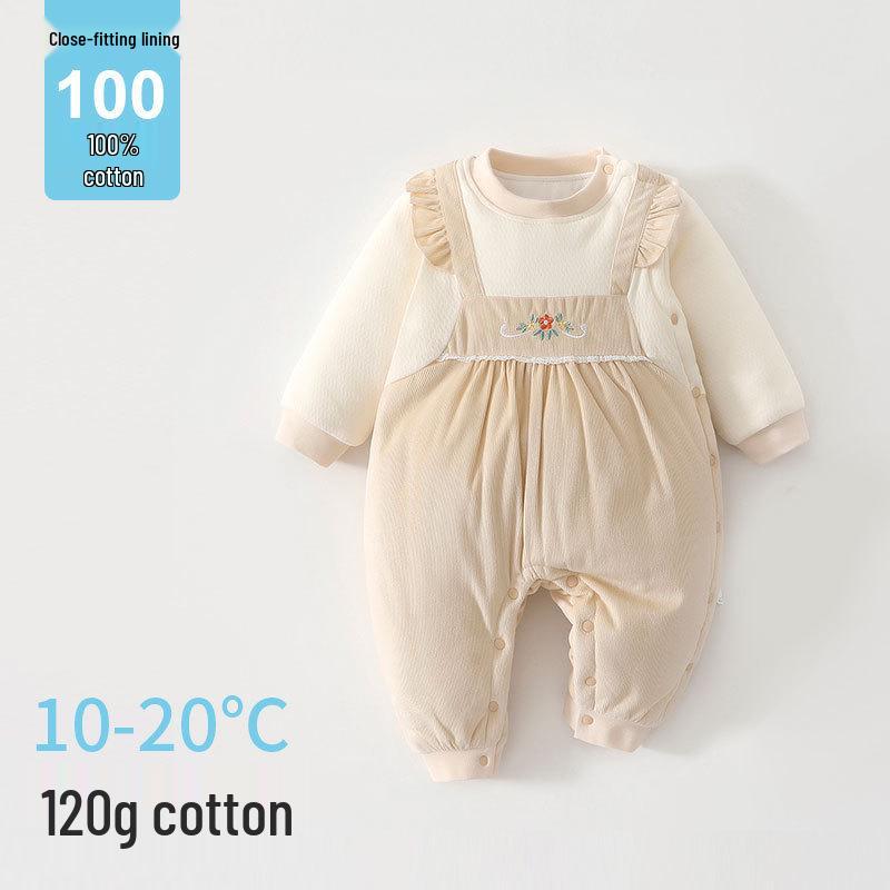 Floral Strap Newborn Romper: 120g Cotton Baby Crawling Suit for Infants and Toddlers