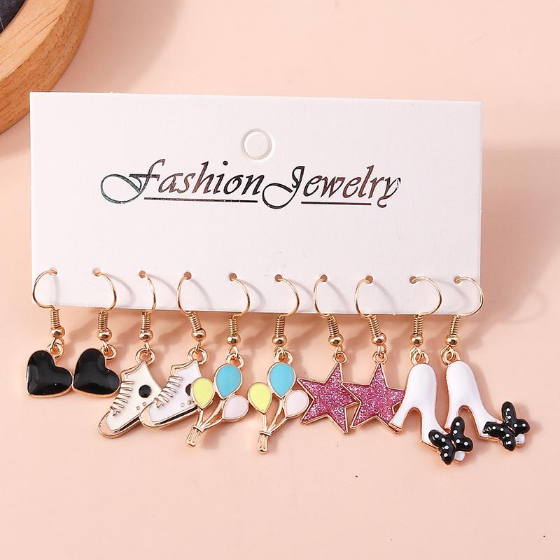 Cute Enamel Love Heart Drop Earrings for Women Girls Animal Flower Butterfly Earrings Kids Jewelry Set Gifts