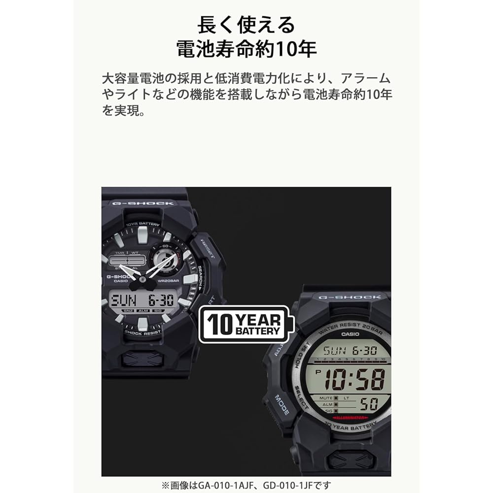 Casio G-Shock Watch (GA-010-1A1JF) Made with Biomass Plastic, Men's, Black (Official Japanese Product)
