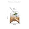 Creative Ronud Ball Glass Cup with Wood Stand Straw Wine Cocktail Glass Cup Transparent Moon Ball Cold Drinking Juice Cups