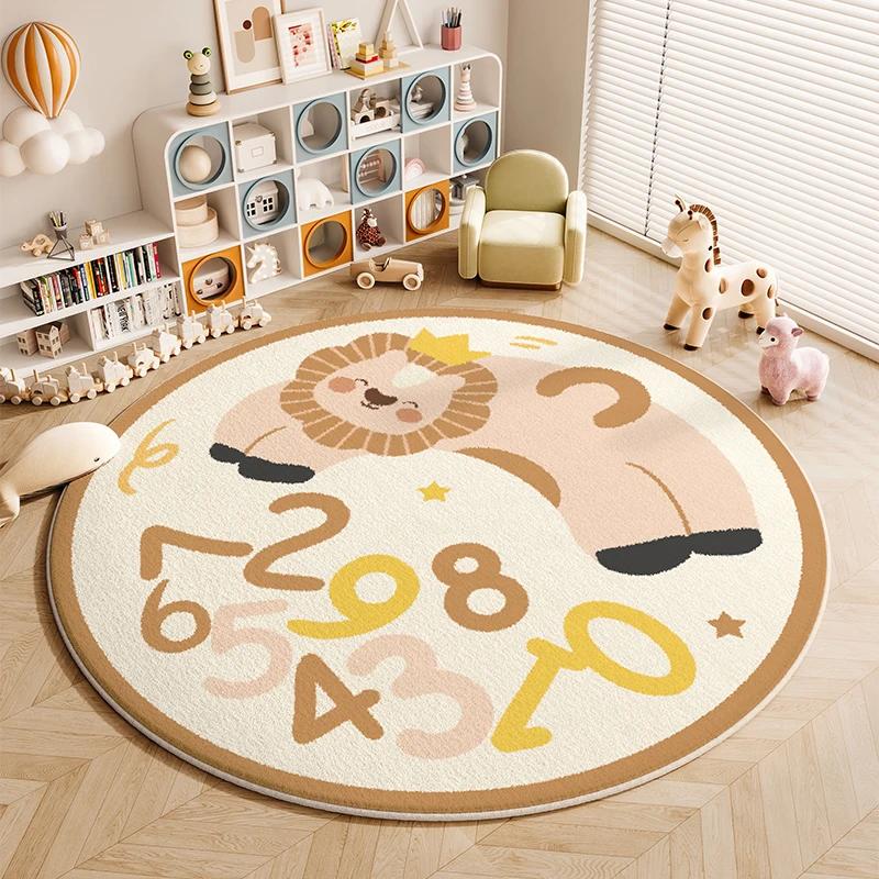 

Cute Cartoon Rugs for Bedroom Fluffy Soft Living Room Decoration Carpet Round Plush Bedside Floor Mat Home Thickend Non-slip Rug 80x80CM