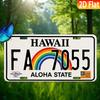 Hawaii License Plate Sign -  Aluminum Wall Decor, , Aloha State Car Plaque with Rainbow & Tropical Design, Perfect for Home, Bar