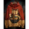 Herren Kapuzenpullover Japanische Kunst Katze isst Ramen Herbst/Winter Neu Anime Sweatshirt Herren Damen Pullover Übergroß Trainingsanzug
