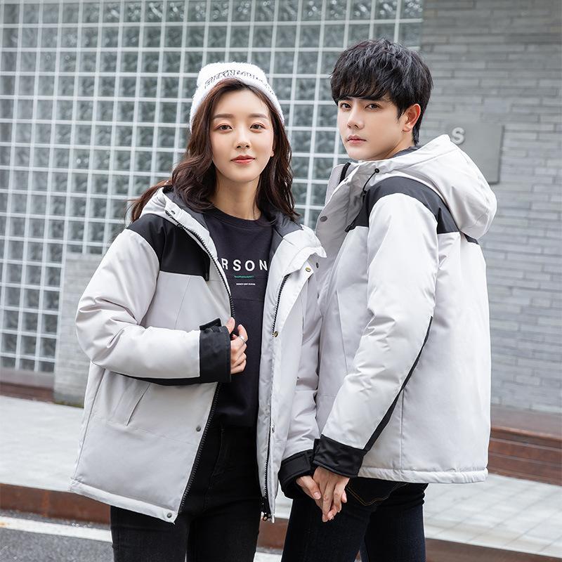 

Белый пуховик для мужчин и женщин, модель для пары, зимняя корейская версия, утолщенный морозостойкий, новая карго куртка в стиле кэжуал для мужчин M белый