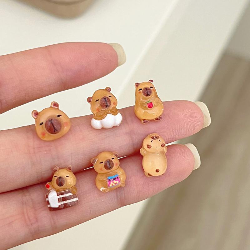 6Pairs Cute  Capybara Earrings Set For Women Girls Cartoon Kawaii Versatile Tiny Earrings Jewelry Accessories Gifts