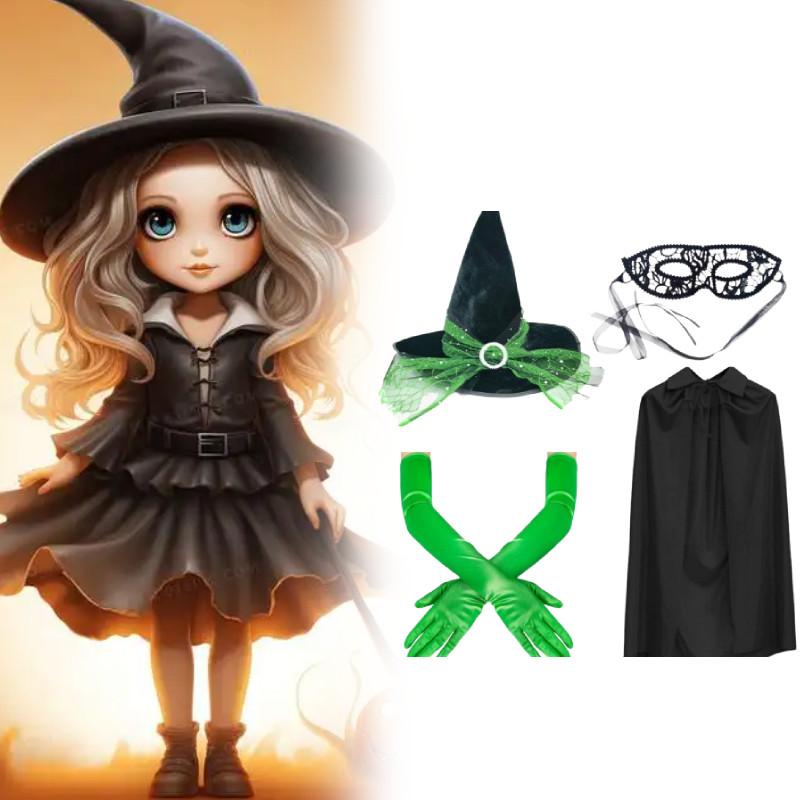 Adult Halloween Witch  Cosplay Costume With Hat Gloves Cloak Party Performance