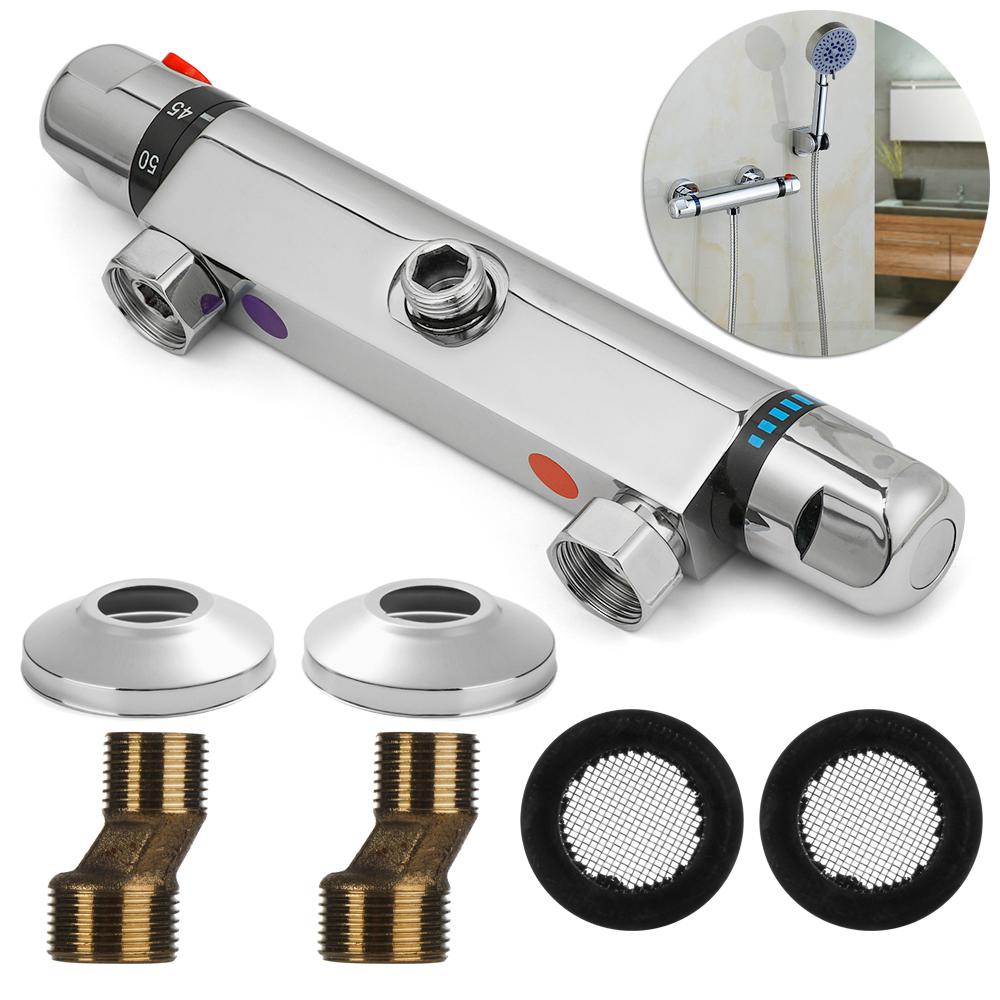 Buy Brass Wall Mounted 1/2" Outlet Thermostats Thermostatic Shower Mixer Bathroom Faucet Valve