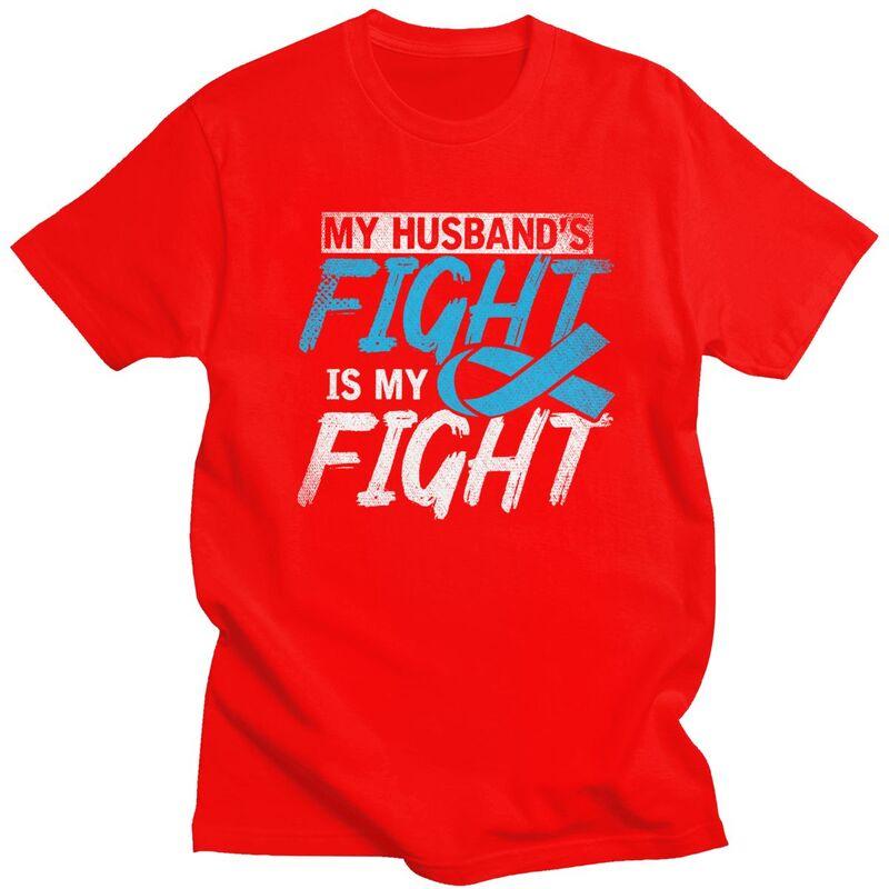 

My Husbands Fight Is My Fight Prostate Cancer Awareness T Shirt Short Sleeves Graphic Clothing Loose Fit 100 Cotton Tee Tops S