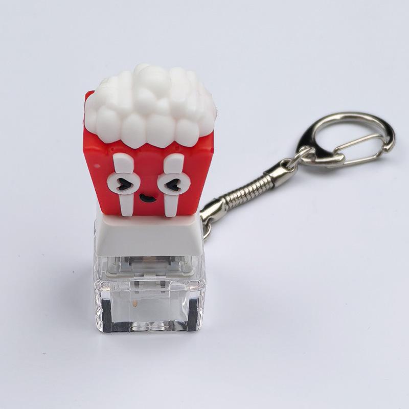 1Pcs Stress Relief Plastic Toys Creative Cartoon Burger Beverage Voice Button High Aesthetic Edc Keychain For Children Gifts