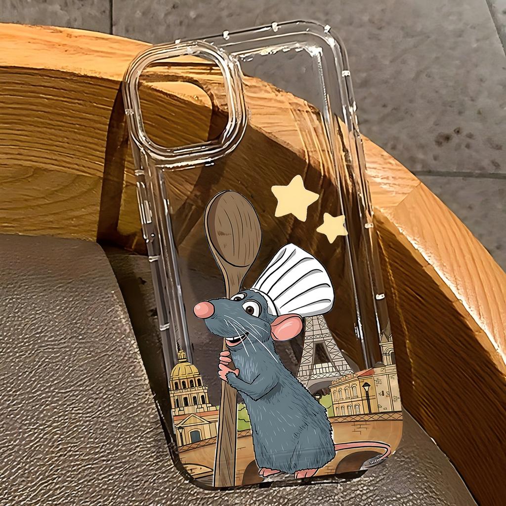 Phone Case for iPhone 17 16e 16 15 14 13 12 11 Pro Max 7 8 Plus X XR XSMax Airbag Anti Fall Clear Cover HOT Cartoon Ratatouilles