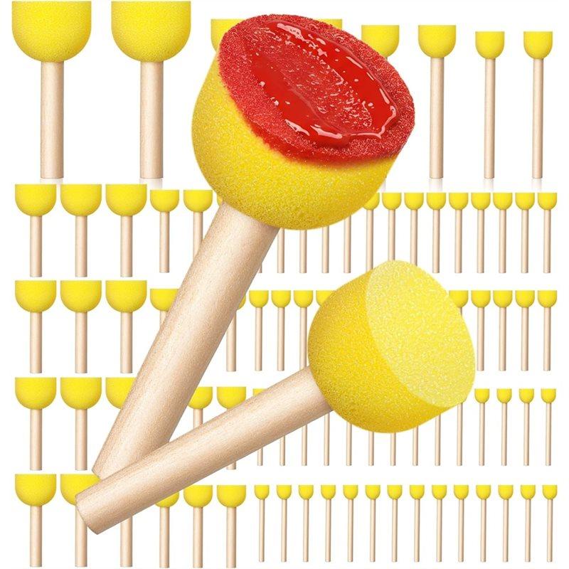 

Kids Arts For Acrylic For Painting, 90Pcs Round Sponge Brush Set-4 Sizes Foam Paint Brushes Stencil For Painting