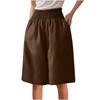 Shorts For Women Knee Length High Waisted Wide Leg Linen Pants Summer Dressy Casual