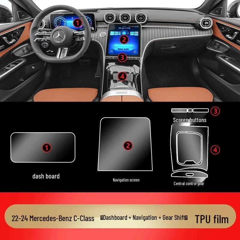 

Transparent TPU Screen Protector for New Mercedes-Benz C260L/C200L Interior Console & Navigation