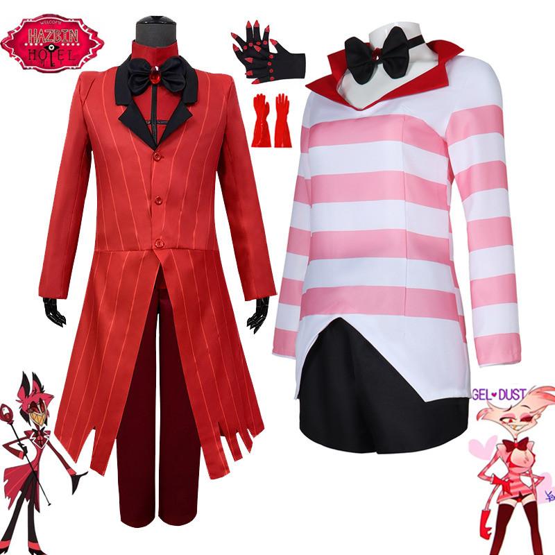 Hazbin Cosplay Hotel ALASTOR Dust Angel Uniformní Cosplay Kostým Muži Ženy Halloween Kostým Celá sada