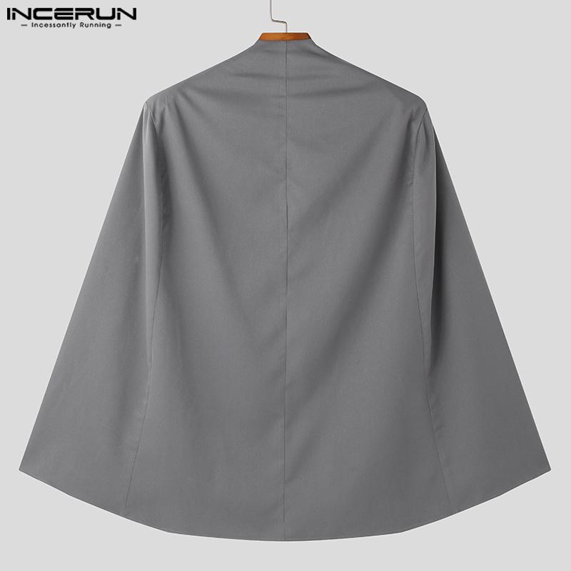 INCERUN Men Spring Open Front Loose Irregular Cloaks Mantle