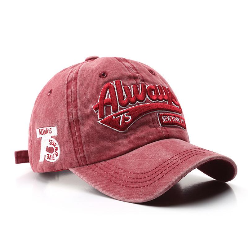Washed and Embroidered Duck Tongue Hat for Men Outdoor Fashion Personality Street Women Sunshade Baseball Hat