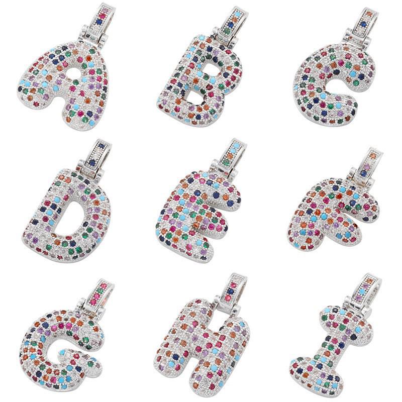 Colorful Zircon 26-Letter Initial Pendant Necklace
