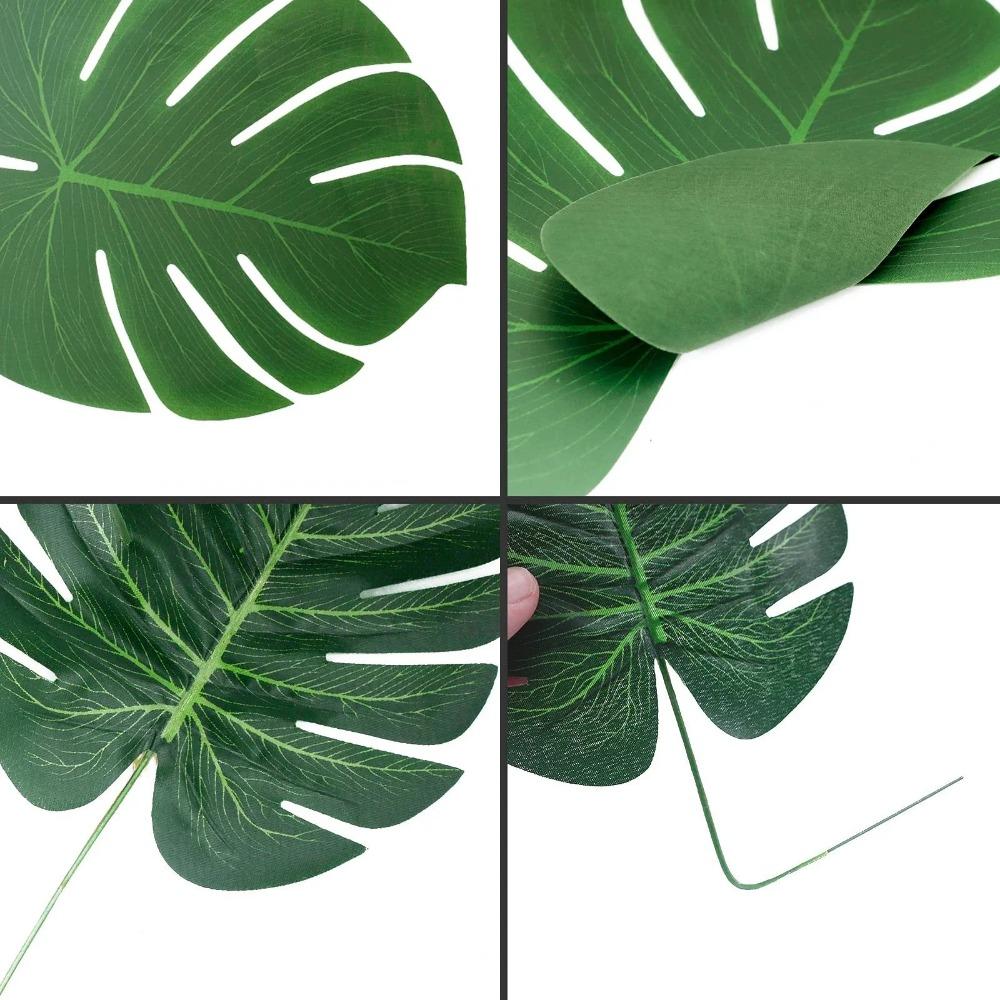 10 STÜCKE Tropische Palmblätter Sommer Monstera Künstliche Seide Schildkrötenblätter für Zuhause Hawaiianische Luau Strand Hochzeitsfeier Dekor