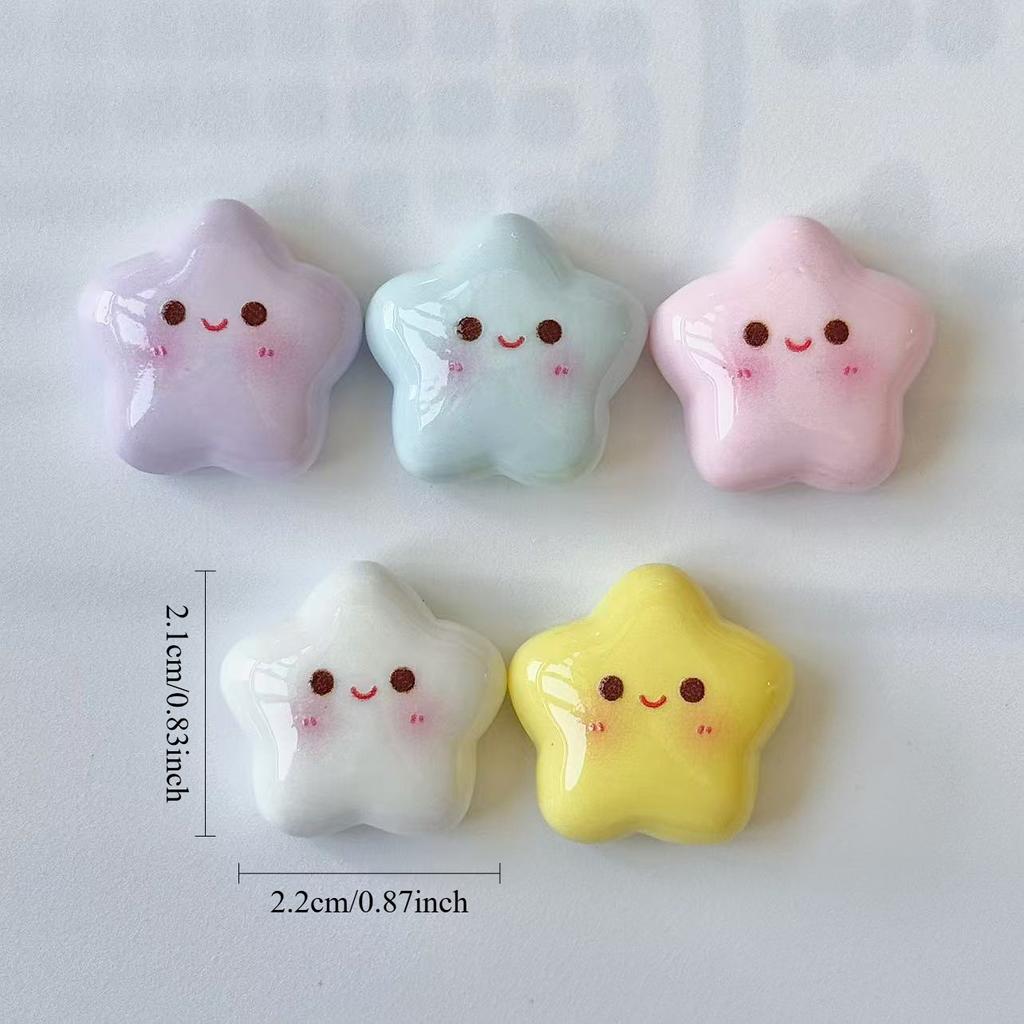 Lot de 5 aimants magnétiques en forme d'étoile pour réfrigérateur - Couleurs pastel avec visages souriants, plastique durable, idéal pour la maison