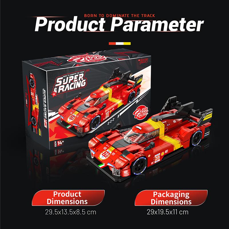 Eikee MOC City Flacără Mașină de Curse Model Blocuri de Construcție 16 Grile Vehicul Sport Cărămizi Jucărie pentru Copii Cadou Festival