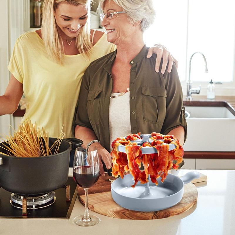 Practical Microwave Bacon Cooker Microwave Bacon Dish Tray Bacon Grease Catcher Meal Prep Tools Kitchen Dorm Gadget Meal Tools