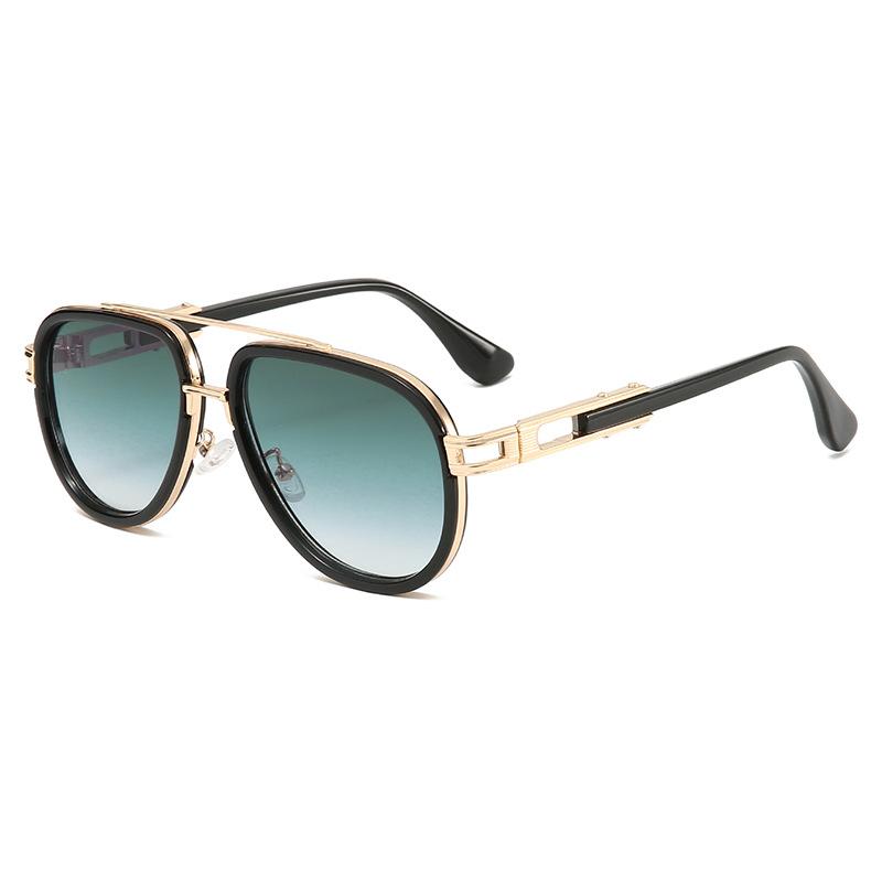Double Bridge Metal Sunglasses with UV400 Protection Fashionable PC Lens for Unisex Outdoor Activities
