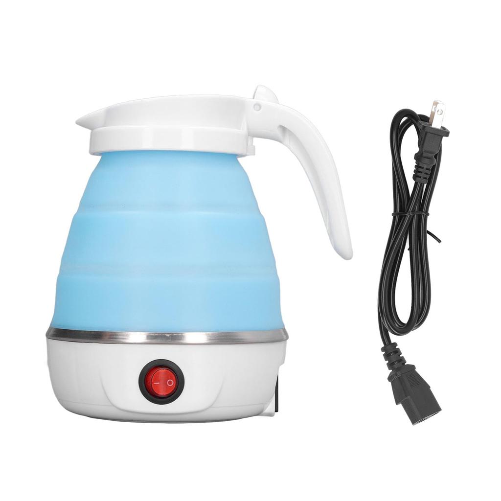 Foldable Travel Electric Silicone and Stainless Steel Rapid Boiling Foldable Electric Kettle Kettle, 0.6L (Blue)