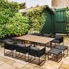10 Seater Rattan Cube Garden Furniture Set, Rattan Dining Set with Cushions, Outdoor Dining Table and Chairs with 6 Armchairs, 4 Stools