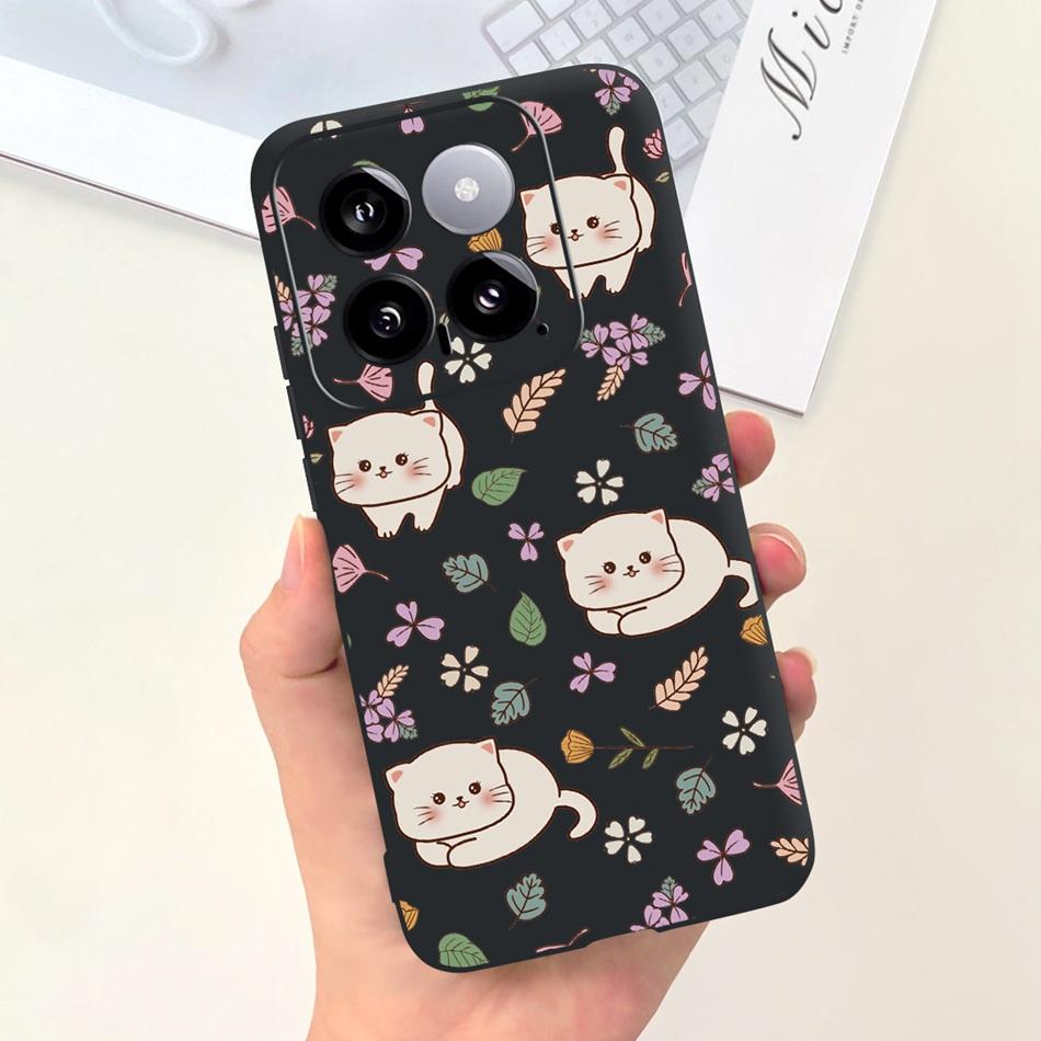 For Xiaomi 14 Phone Case Xiaomi Mi 14 5G Mi14 2024 Cute Cat Cartoon Jelly Silicon Soft Protective Back Cover
