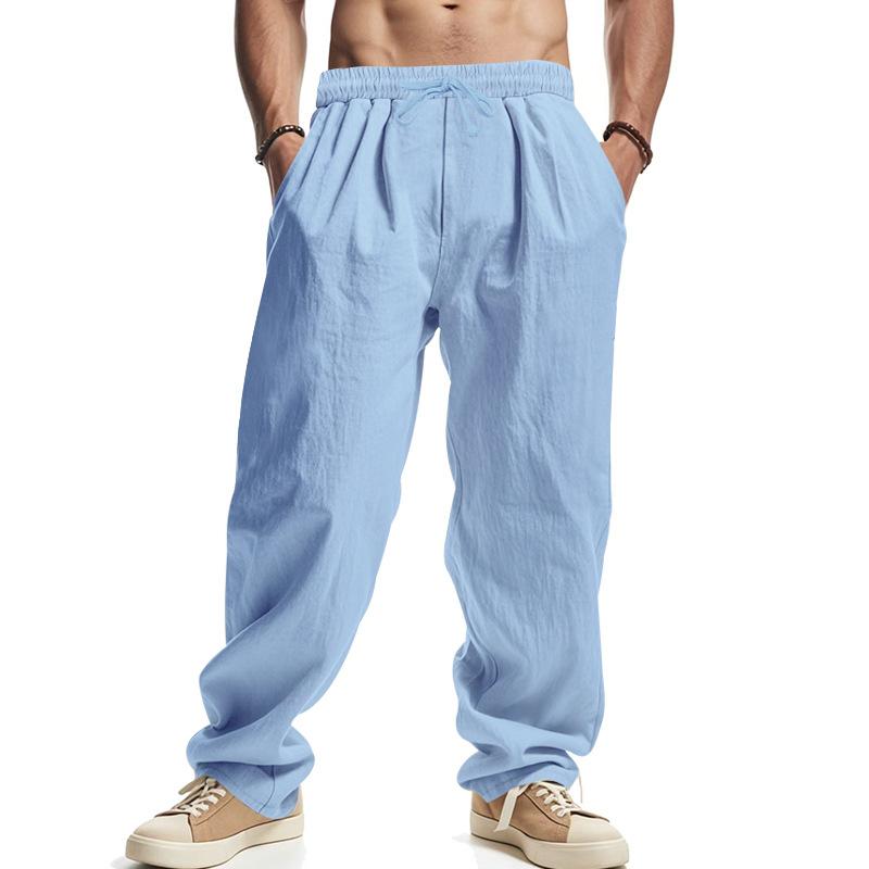 American Hot Sale Men's Loose Casual Linen Hip Hop Beach Sports Wide Leg Pants Men