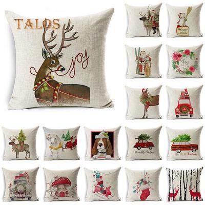 Christmas Dog Santa Claus Reindeer Cushion Cover Throw Pillow Case Sofa Decor Decoration