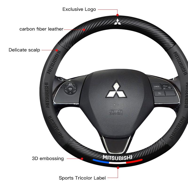 Mitsubishi Exclusive 3D Embossed Anti Slip Steering Wheel Cover For Mitsubishi Xforce ASX L200 Eclipse Cross Outlander Xpander