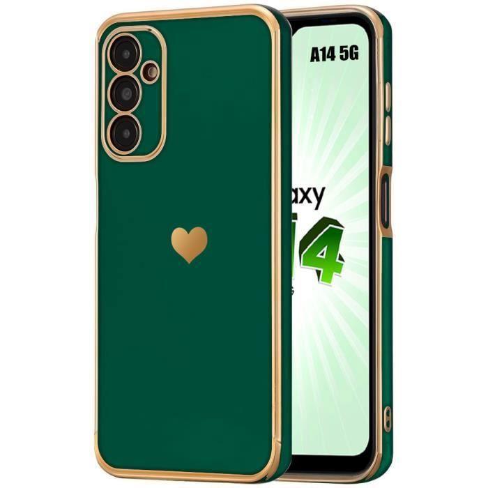Coque de protection pour samsung galaxy a14 et a14 5g - booling - motif cœur - vert nuit