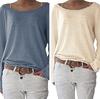 Solid Color Knitted Women's T-shirt Top Base Shirt