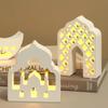 Top Quality Middle Eastern Style Hollow House Plaster Lampshade Silicone Mold DIY Moon Candle Holder Resin Molds For Eid Al Fitr