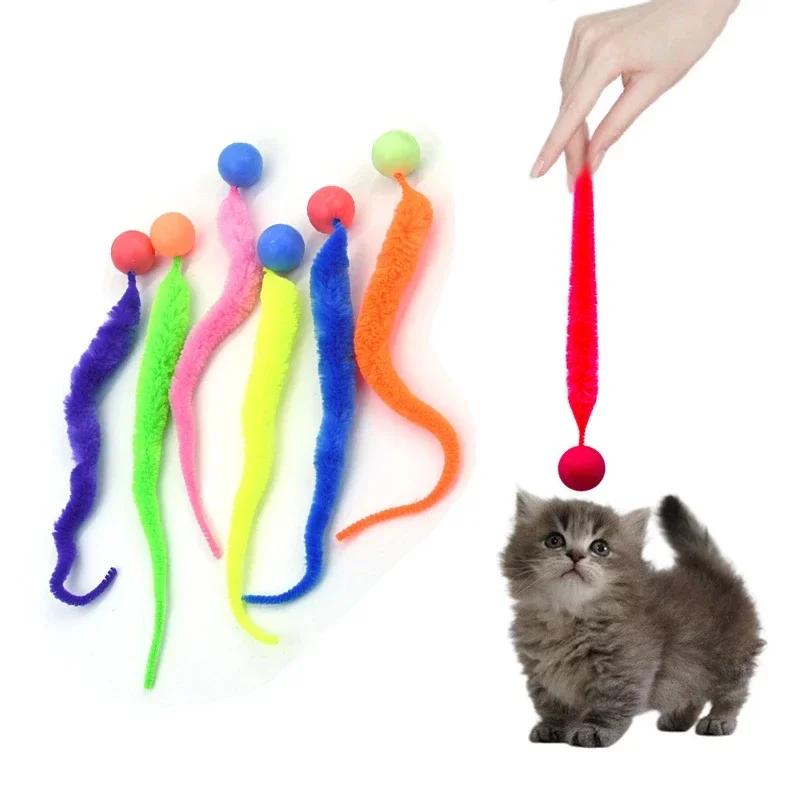 5pcs Cat Interactive Toys Tickle Cat Colorful Bouncing Ball Pet Supplies Puzzle Teasing Indoor Cat Worm Caterpillar Elastic Toy