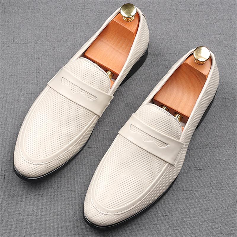 Fashion Trend New Men's Breathable Penny Loafers Pointed Slip On Business Flats Shoes Designer Homecoming Wedding Dress Footwear